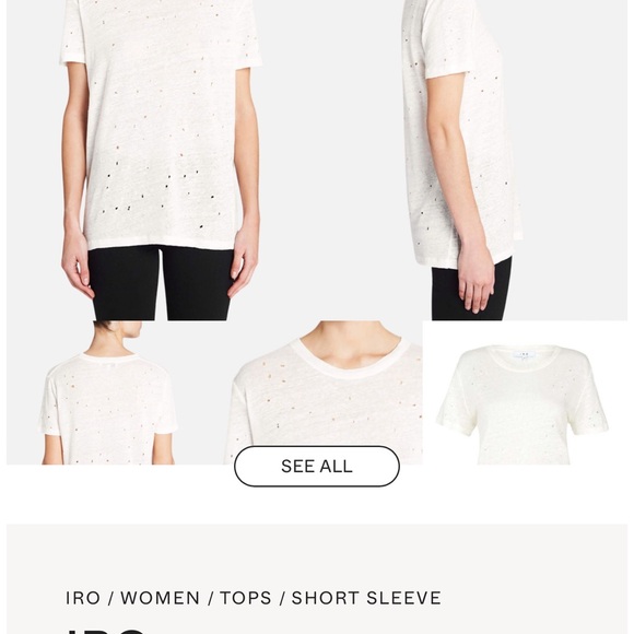 NWT IRO White Distressed Short Sleeve Tee - Picture 1 of 7